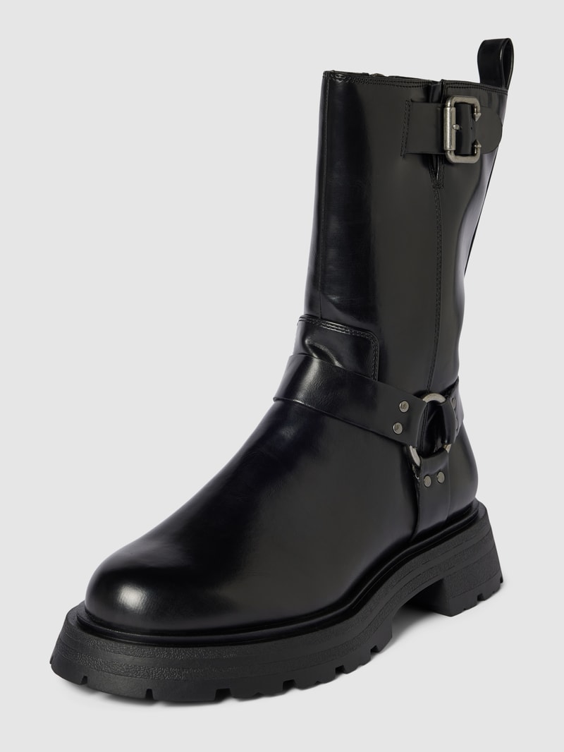 Boots mit profilierter Sohle Modell 'BIKER' in schwarz