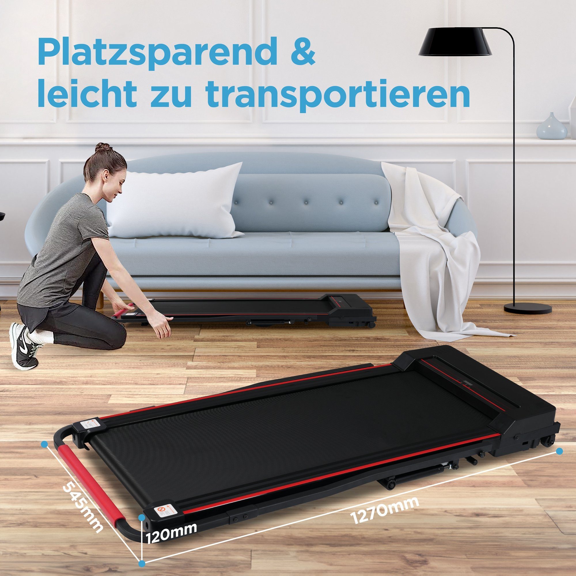 REDOM Laufband Klappbar (bis 12 km/h, Walking jogging Pad), mit Fernbedienung