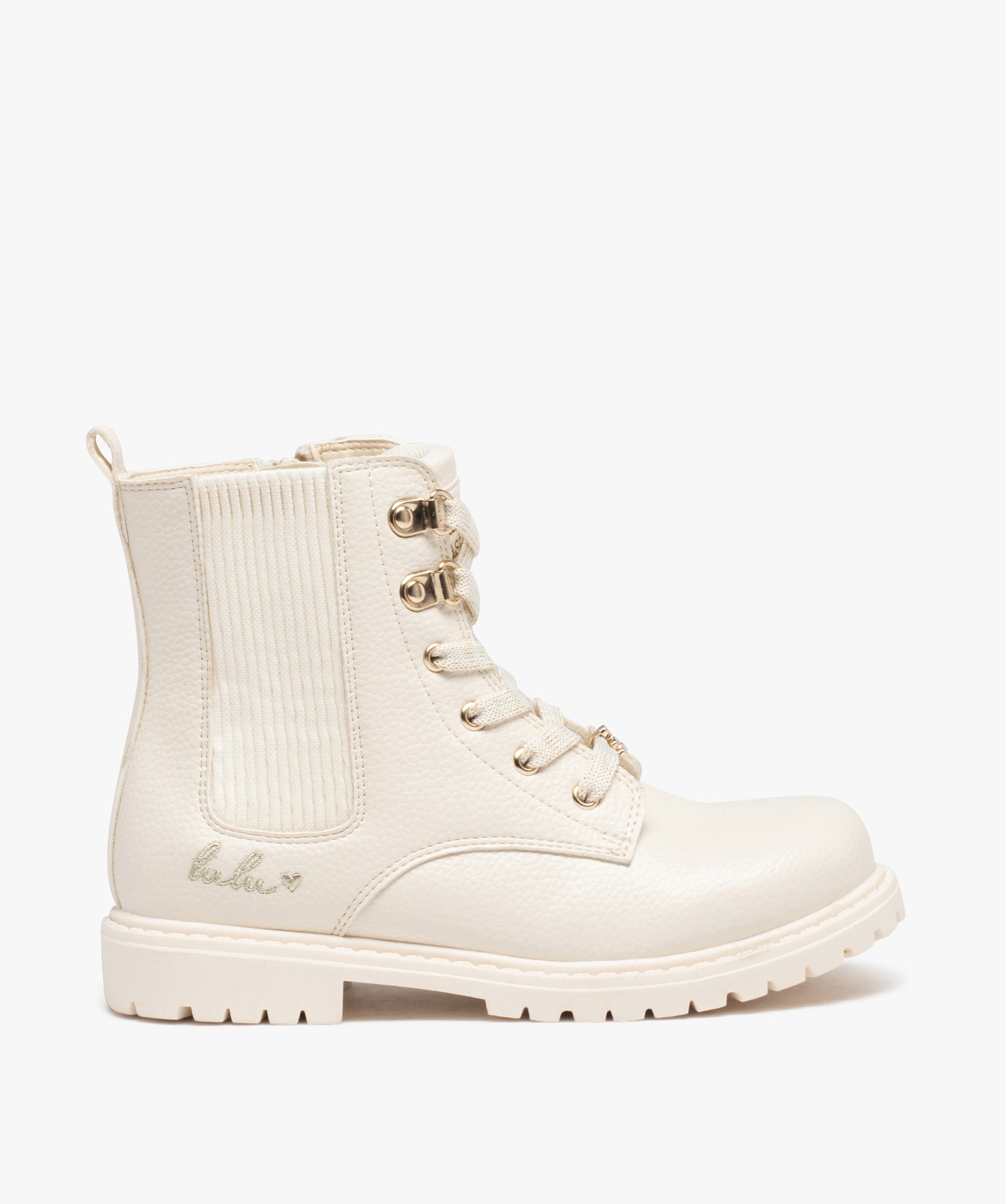 Boots à lacets et semelle crantée fille - LuluCastagnette ... blanc | GEMO