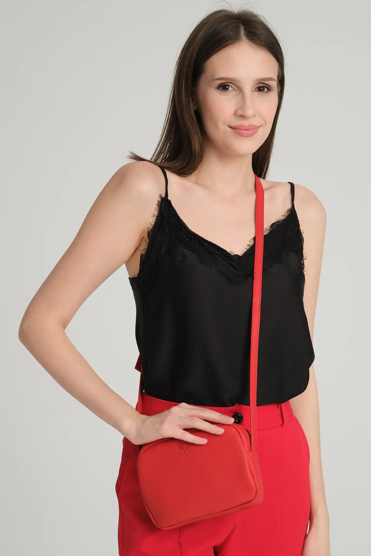 Garbalia  Liberty Red Damen-Minitasche mit Reißverschluss, verstellbarem Schultergurt mit Kreuzgriff