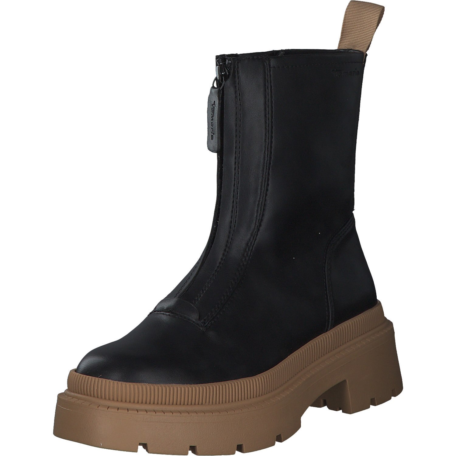 Tamaris 25406, Klassische Stiefeletten, Damen, BLACK/CAMEL