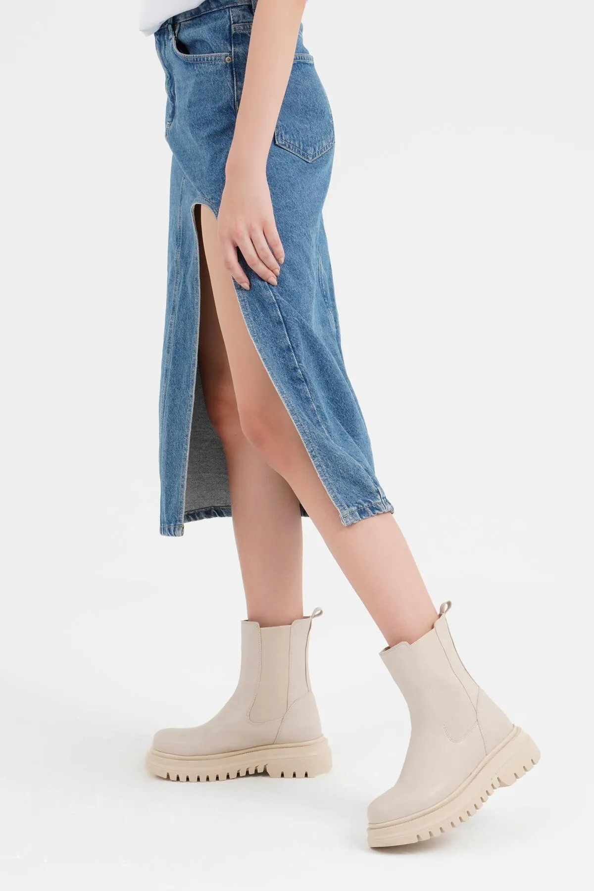 CZ London  Damen-Chelsea-Stiefel ohne Schnürsenkel, dicke, elastische Schuhe mit gezackter Sohle