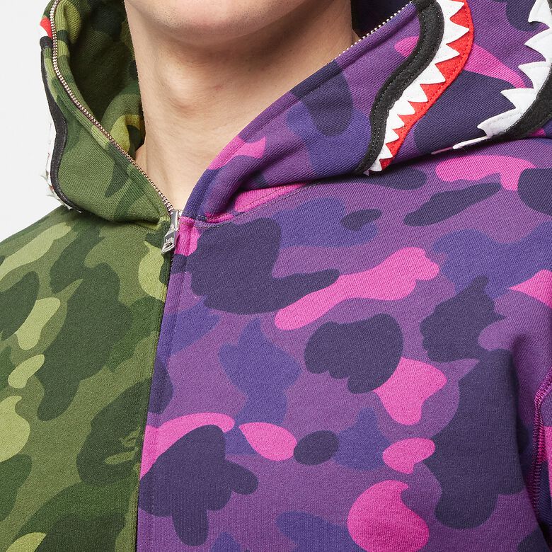 A Bathing Ape Color Camo Seperate Shark Full Zip Hoodie green x yellow