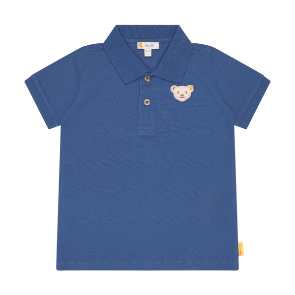 Poloshirt kurzarm, mittelblau für Jungs