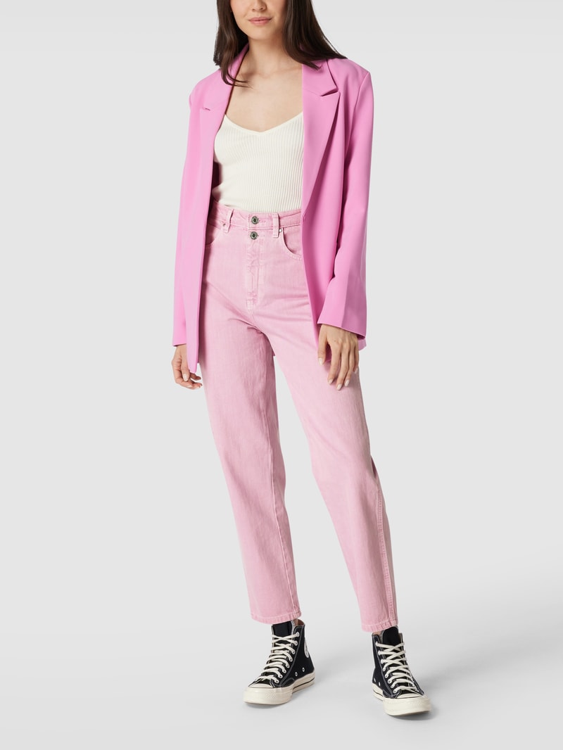 High Waist Tapered Fit Jeans aus Baumwolle in pink