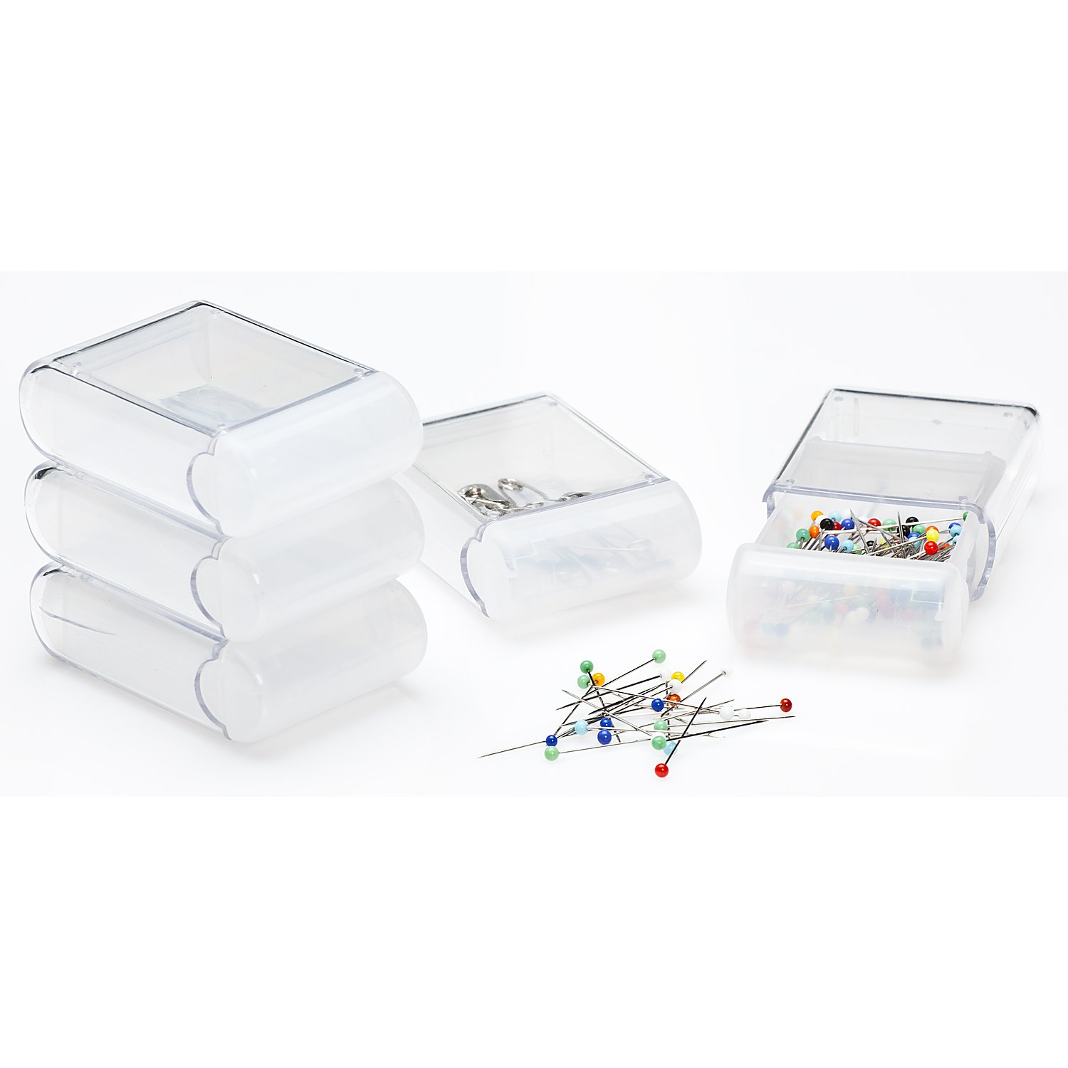 buttinette Aufbewahrungsboxen, Größe: 4,5 x 7,5 x 2,5 cm, Inhalt: 5 Stück