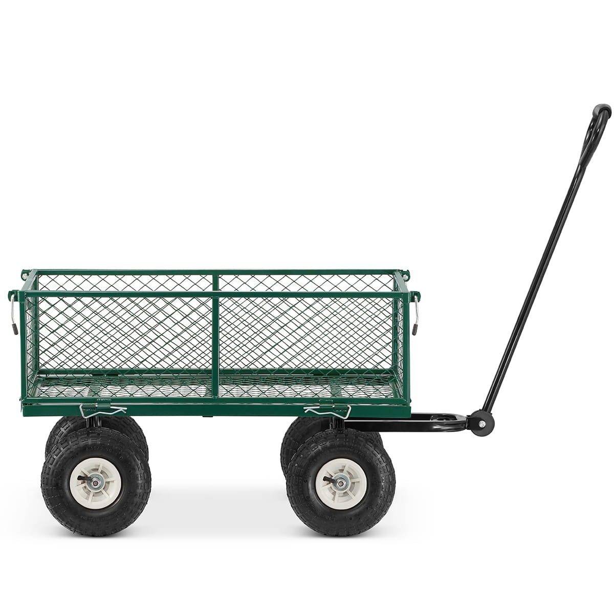 Masterman24 Transportwagen Gartenwagen, mit Profilreifen, 450kg belastbar herausnehmbare Plane