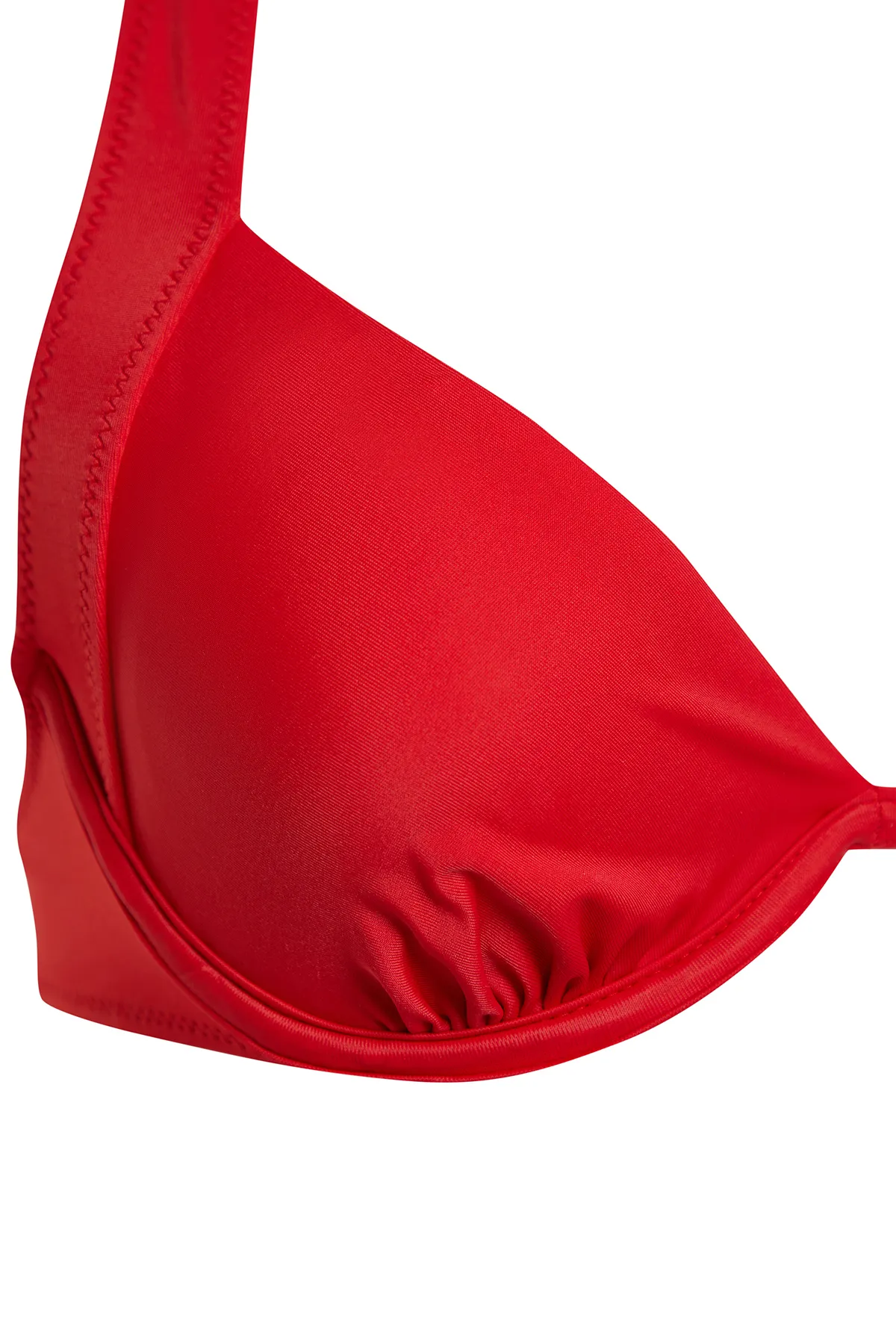 Trendyol Collection  Rotes Balconette-Bikinioberteil mit umgekehrtem V-Ausschnitt TBESS24BU00159