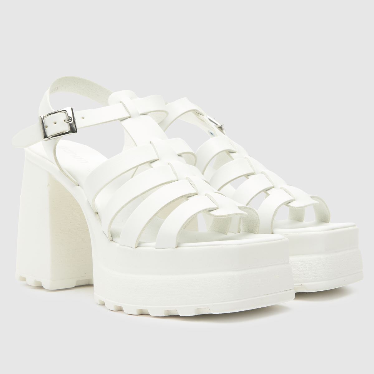 Schuh Starla – Vita högklackade fiskarskor med platåmönster