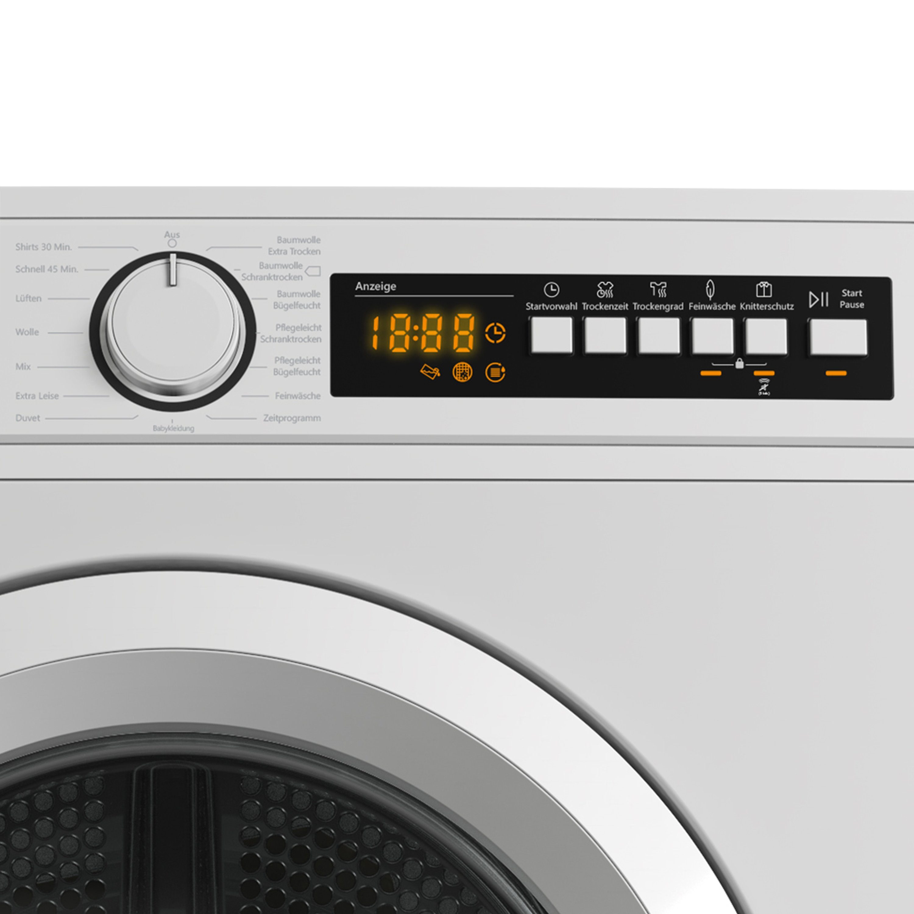 Telefunken Wärmepumpentrockner T-WP8-202-W, 8 kg, Trockner mit 15 Programmen, Knitterschutz & Startzeitvorwahl, 8kg