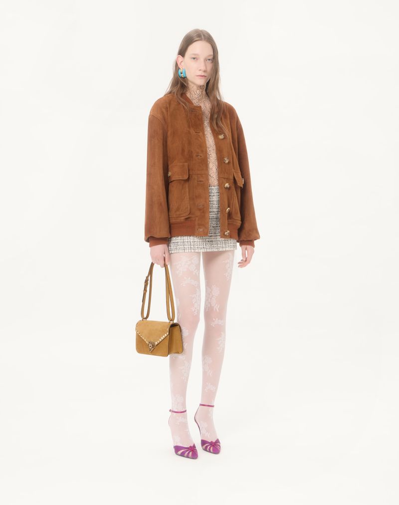 Bolsa de ombro pequena Valentino Garavani Rockstud em camurça