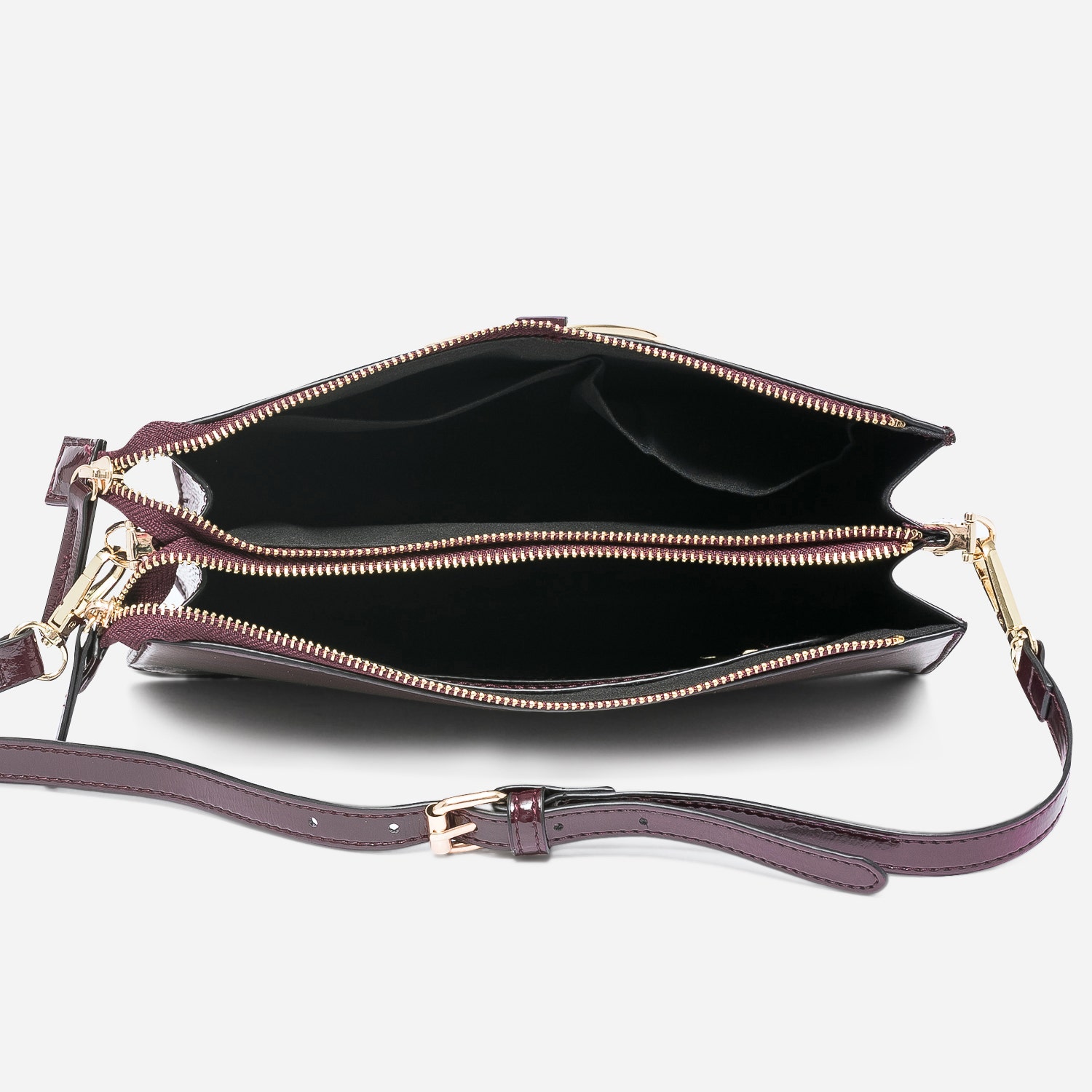 Double pochette bordeaux effet verni