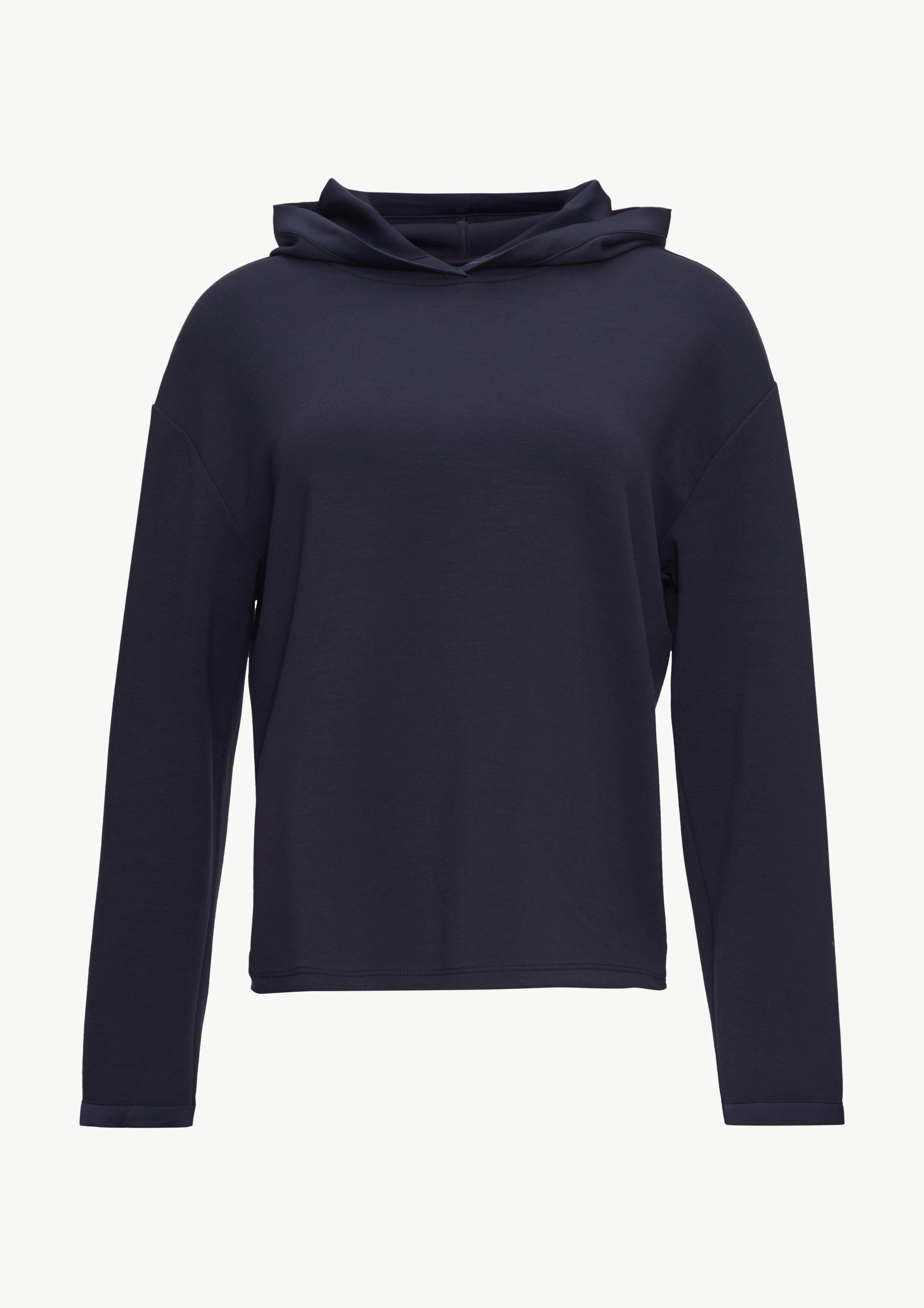Weiches Kapuzenshirt mit Satin-Details - navy