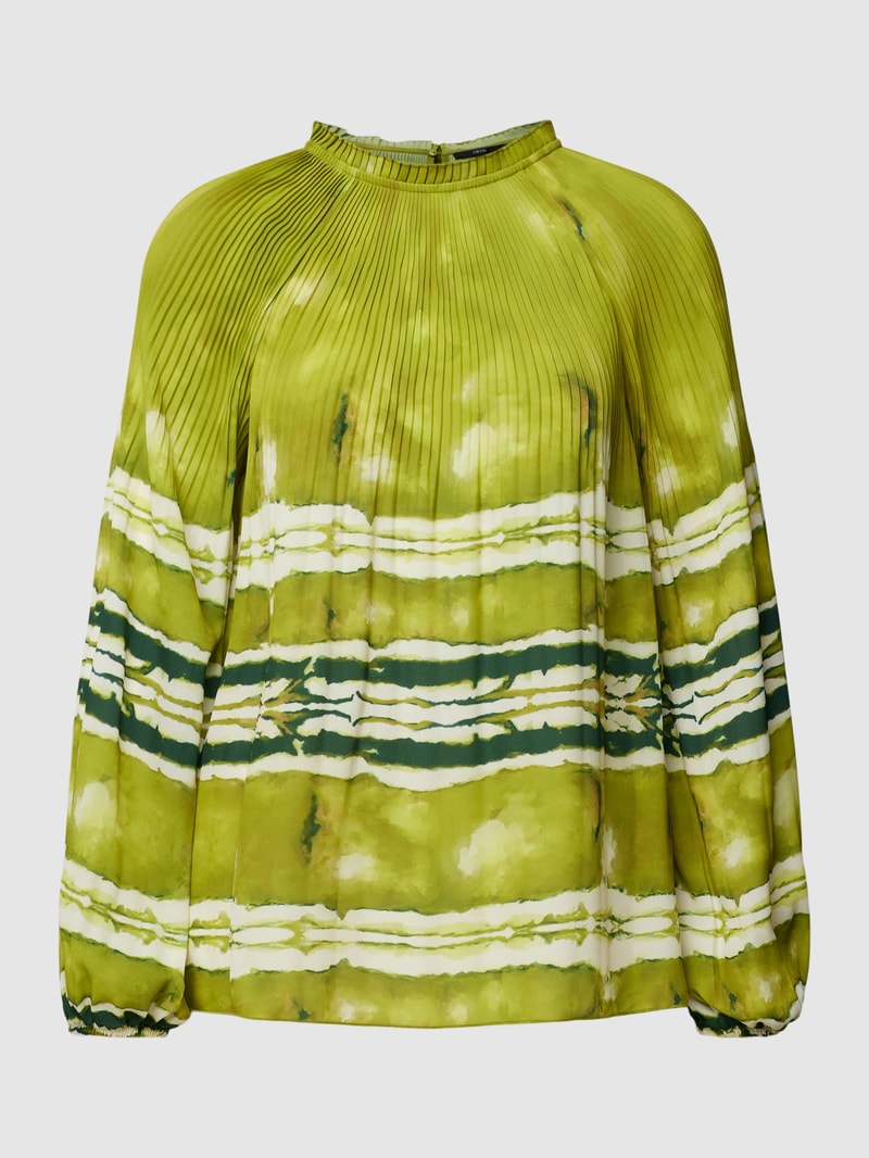 Blusenshirt im Batik-Look mit Stehkragen in hellgrün