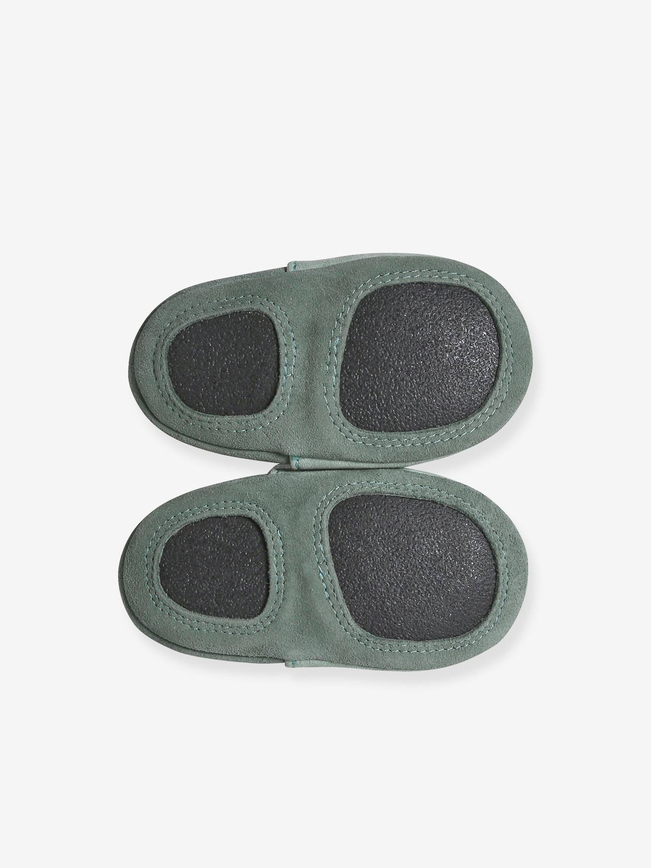 Vertbaudet Baby Krabbelschuhe mit Gummizug - salbeigrün