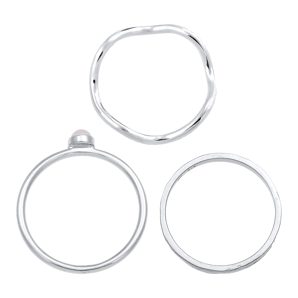 Elli PREMIUM Elli PREMIUM Bague Femmes Pile Solitaire Set avec Quartz Rose en argent sterling  Bague
