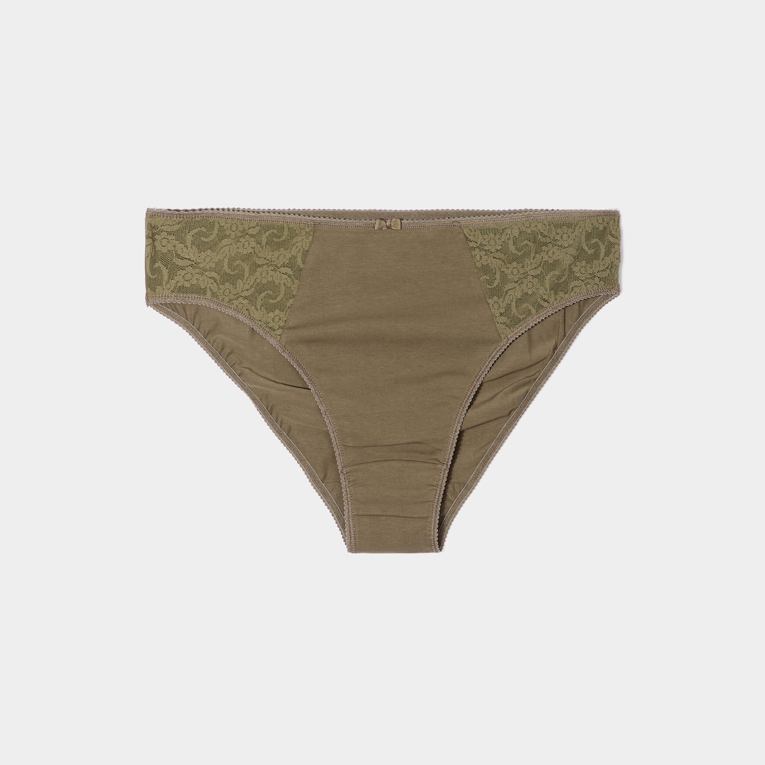 Culotte empiècements dentelle vert kaki femme grande taille | La Halle