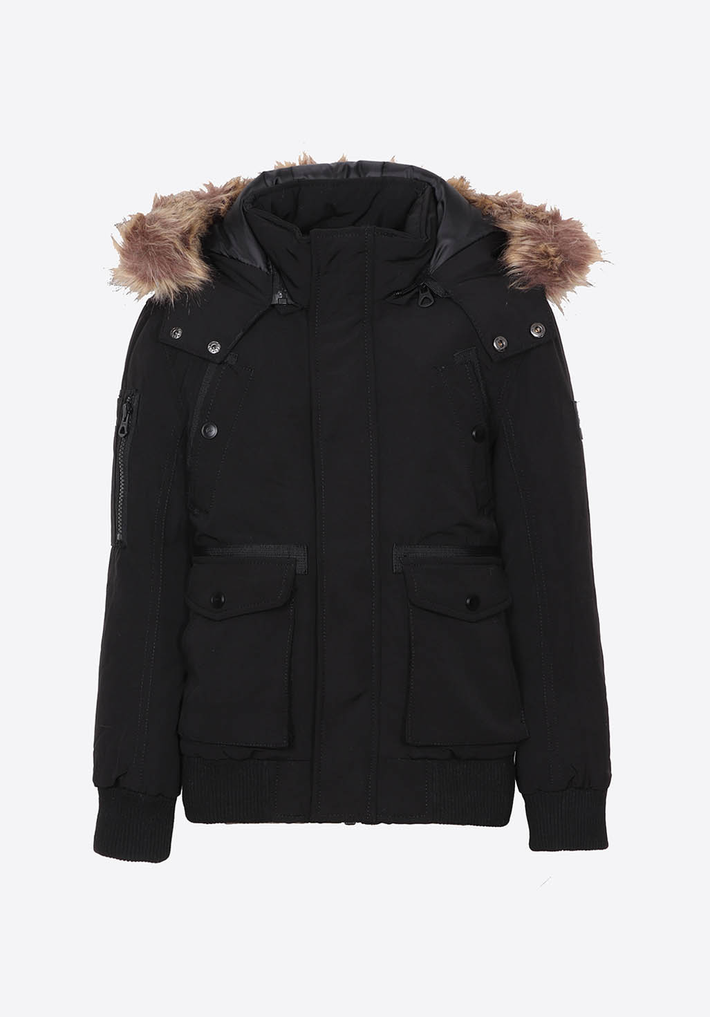 MENZO  Blouson noir Garçon en 100% polyester recyclé