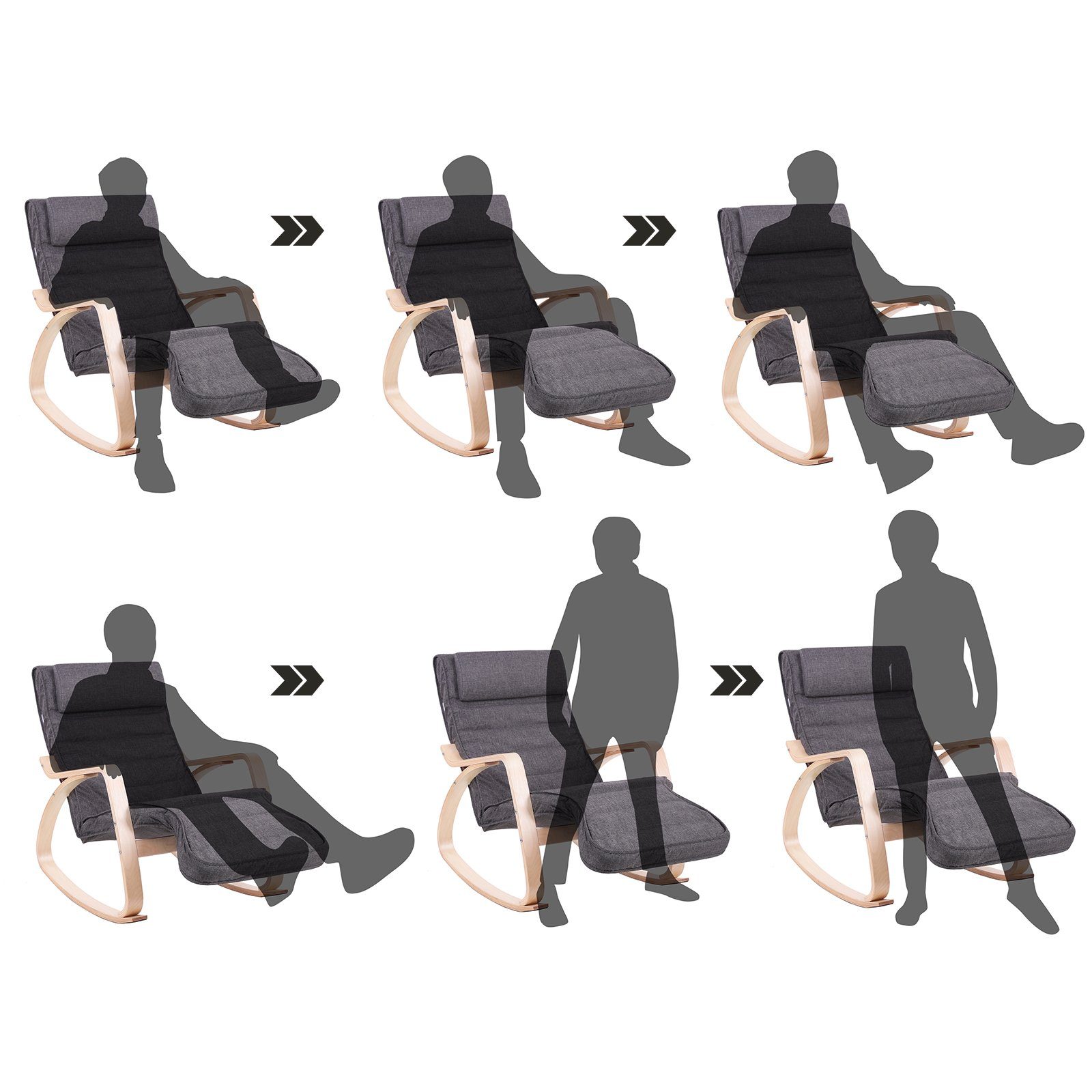 SONGMICS Relaxsessel Schaukelstuhl, 5-Fach Verstellbarer Schwingsessel