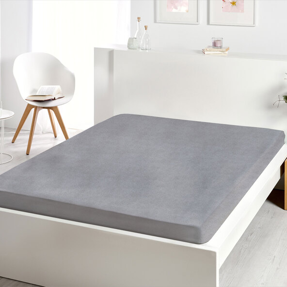 Supersoft Frottee-Stretch-Spannbetttuch, 180-200 x 200 cm, grau