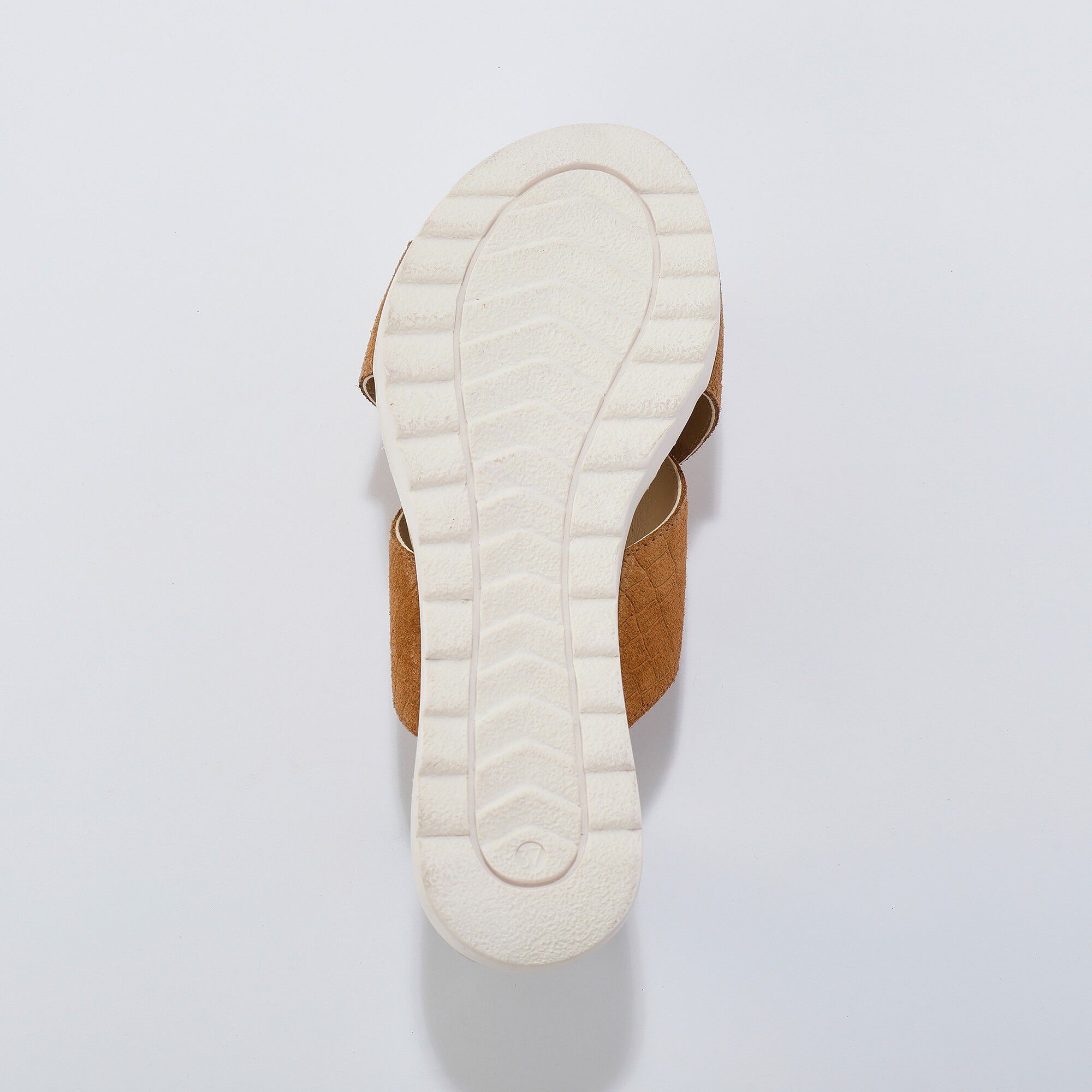 Mules compensées cuir effet croco avec liège fantaisie