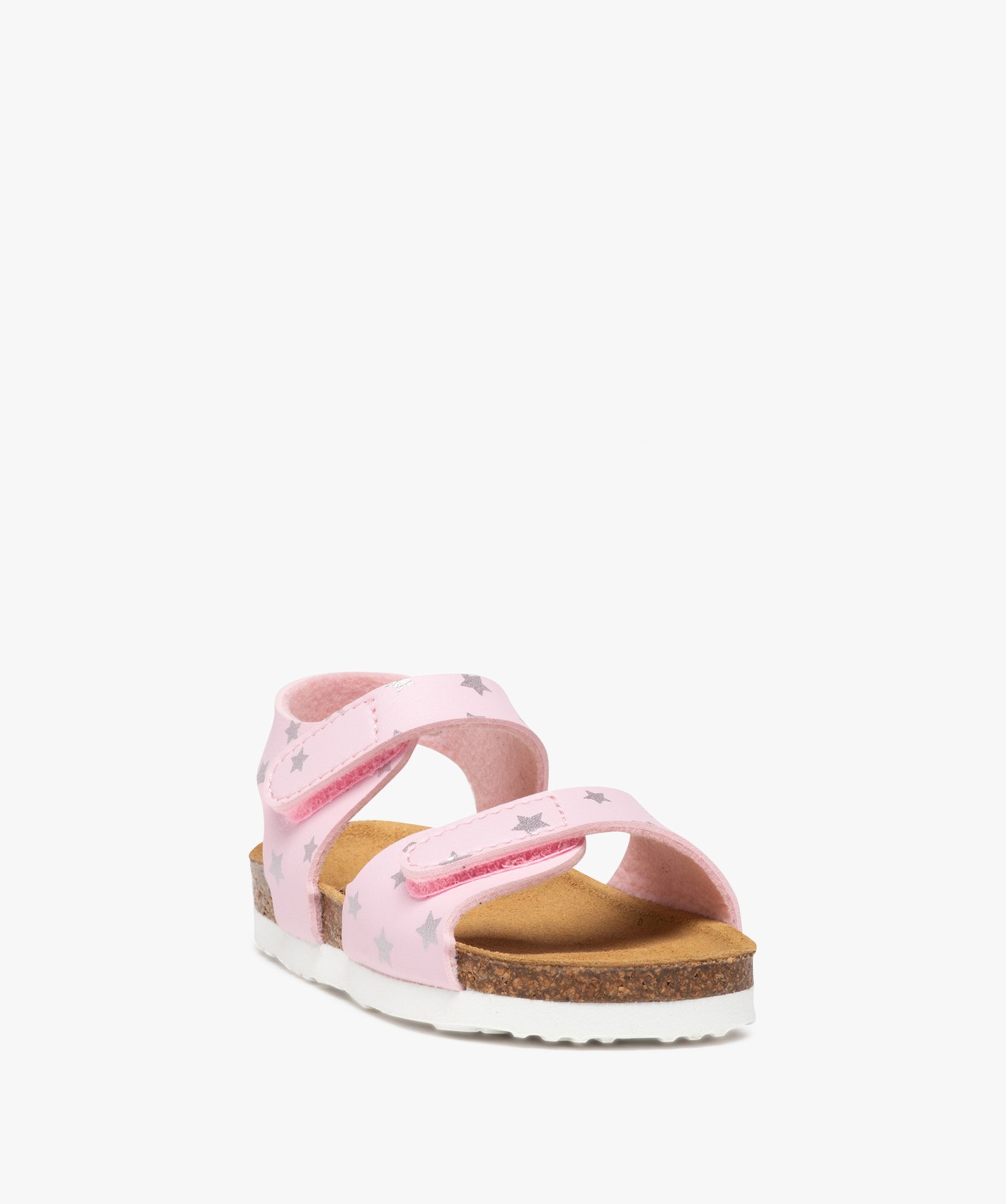 Sandales bébé fille à semelle liège et brides imprimées rose | GEMO