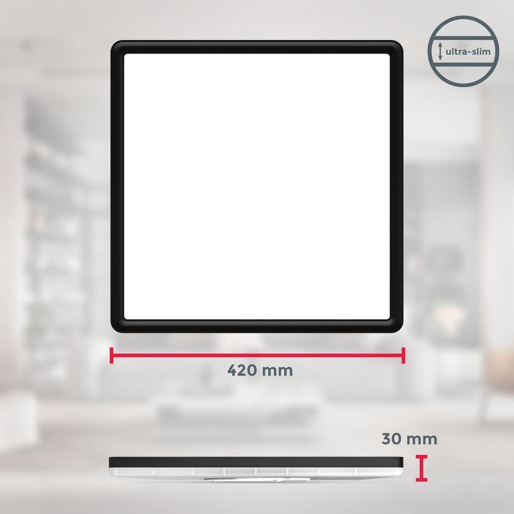 B.K.Licht Deckenleuchte RGBW LED Panel dimmbar 42x42cm ultra-flach 22W 2700Lm schwarz BKL1552, Dimmfunktion, LED fest integriert, Farbwechsler, Neutralweiß