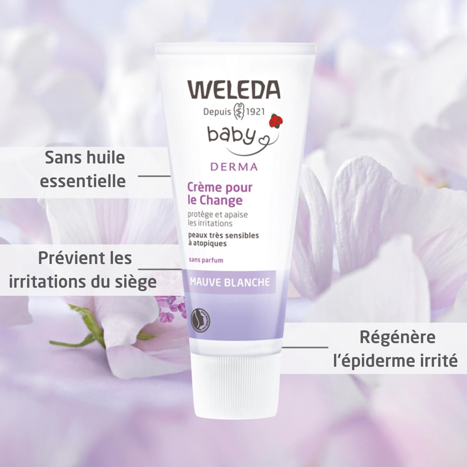 Weleda Mauve Blanche Baby Derma Crème pour le Change - Peaux Très Sensibles à Atopiques - 50 ml