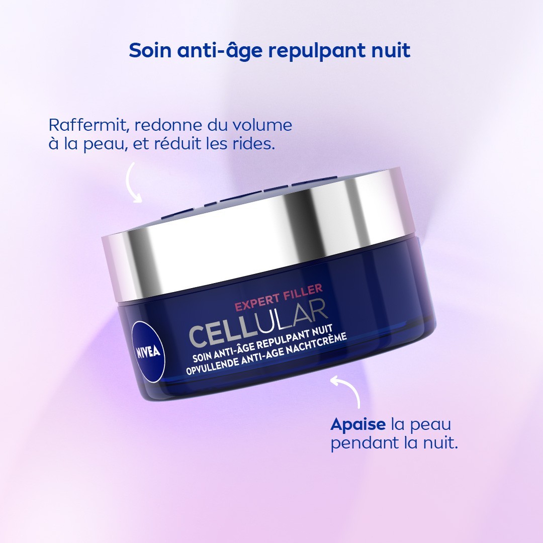NIVEA nočný krém proti vráskam a starnutiu s kyselinou hyalurónovou a kyselinou listovou