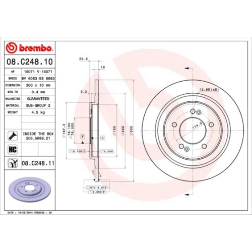 08.C248.11 BREMSSCHEIBE BREMBO HA  VP2 - ATU