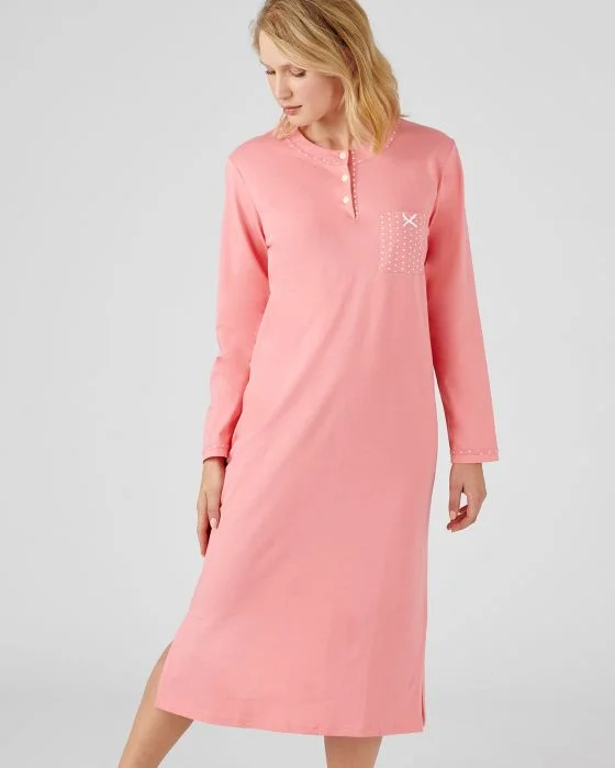 Chemise de nuit manches longues, maille jersey