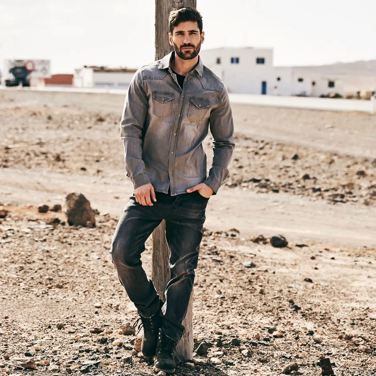Riley Denim Hemd grau