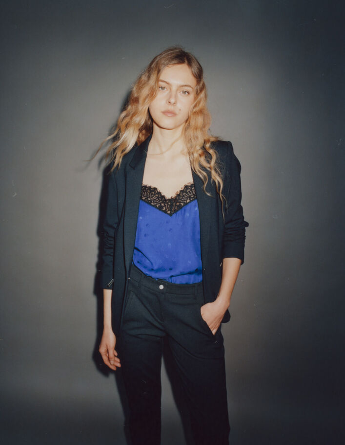 Veste de costume marine à poches zippées Femme
