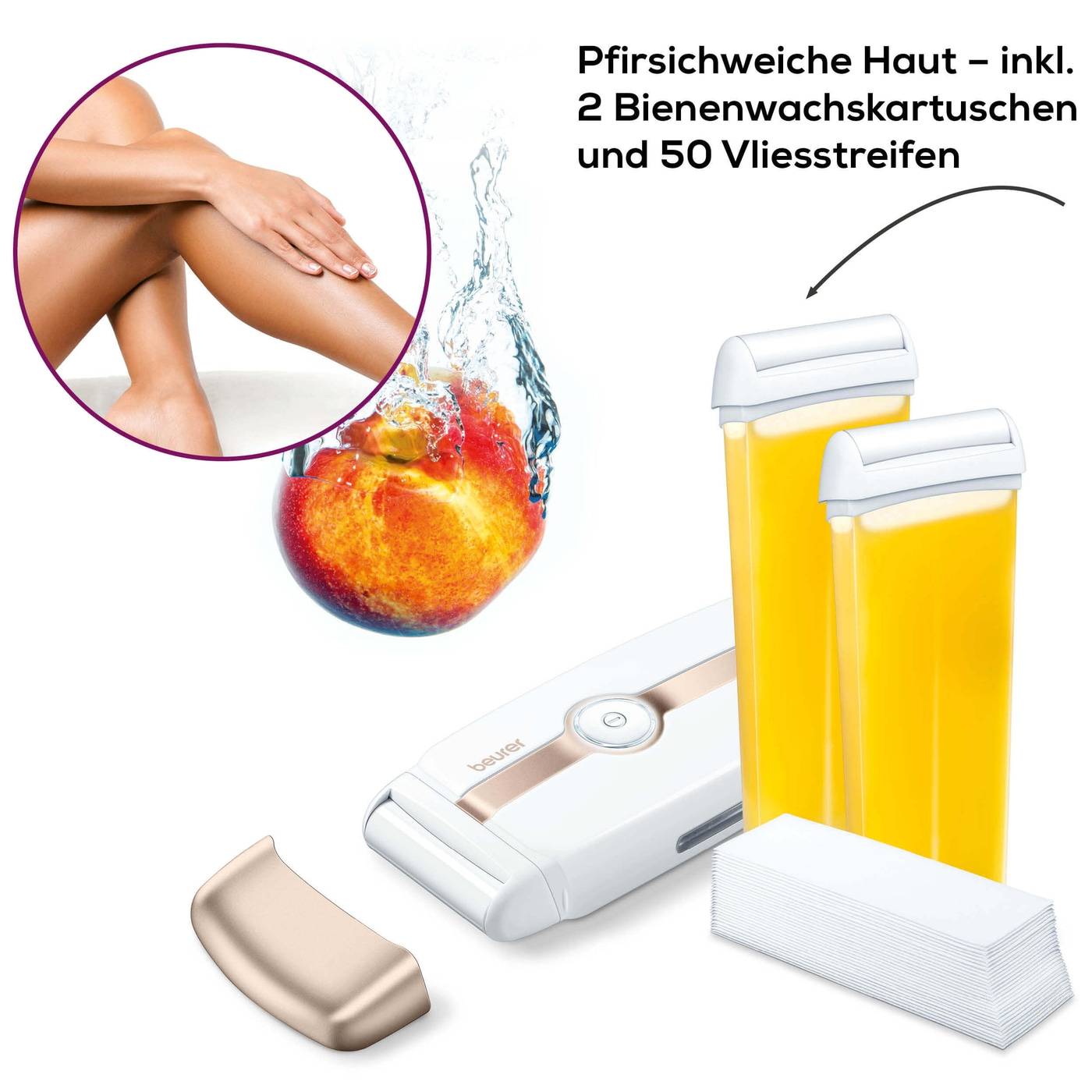 Beurer Warmwachs-Haarentferner HL 40-Kabelloser Haarentferner mit Warmwachs inkl. praktischer Heizstation