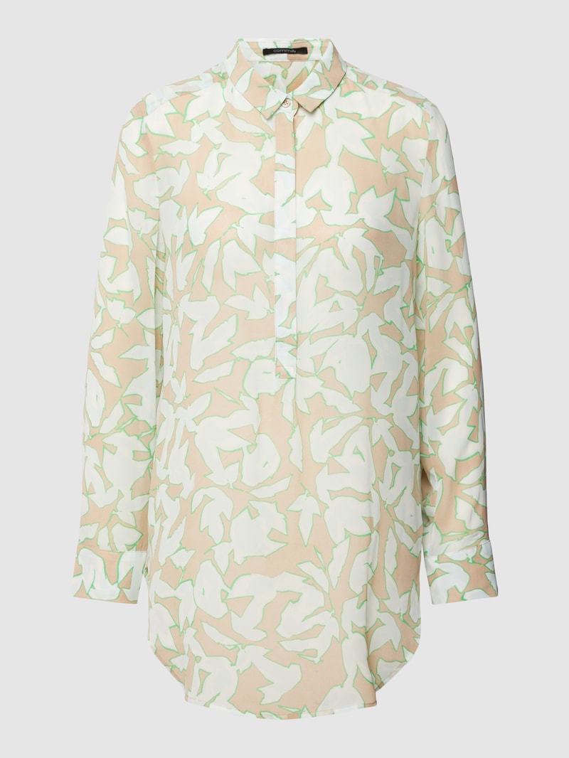 Longbluse mit Allover-Muster in sand