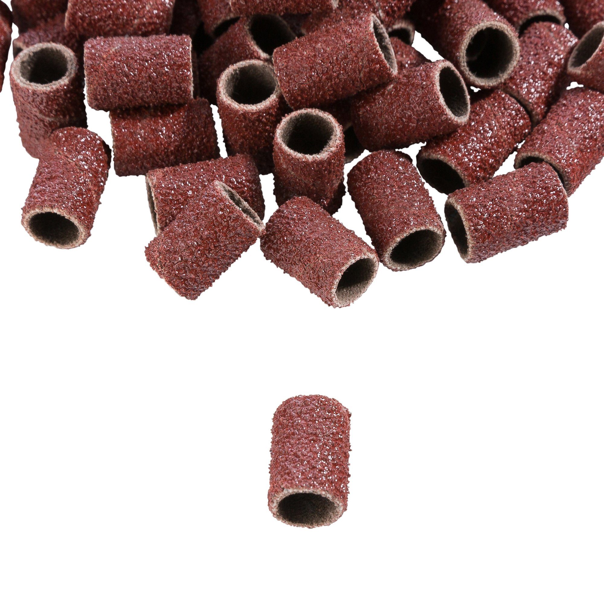 Sina Sandblatt-Nagelfeile Schleifkappen, Körnung 100/120, Schleifhülsen für Nagelfräser, 100-tlg., Durchmesser 6 mm
