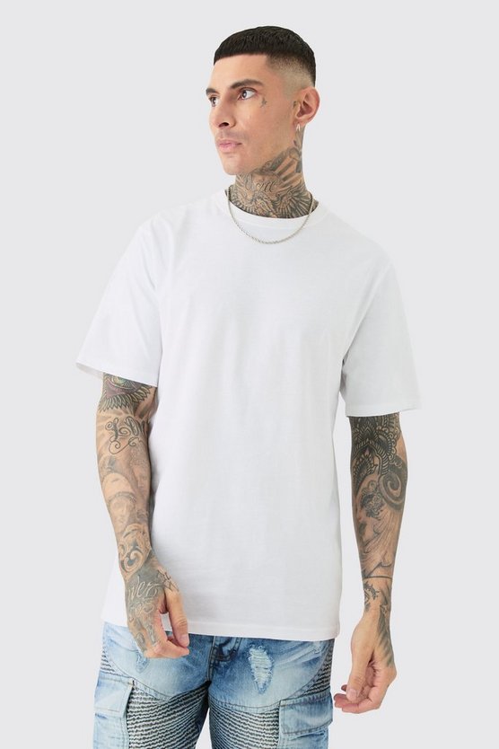 Tall weißes T-Shirt mit Drippy Teddy Print