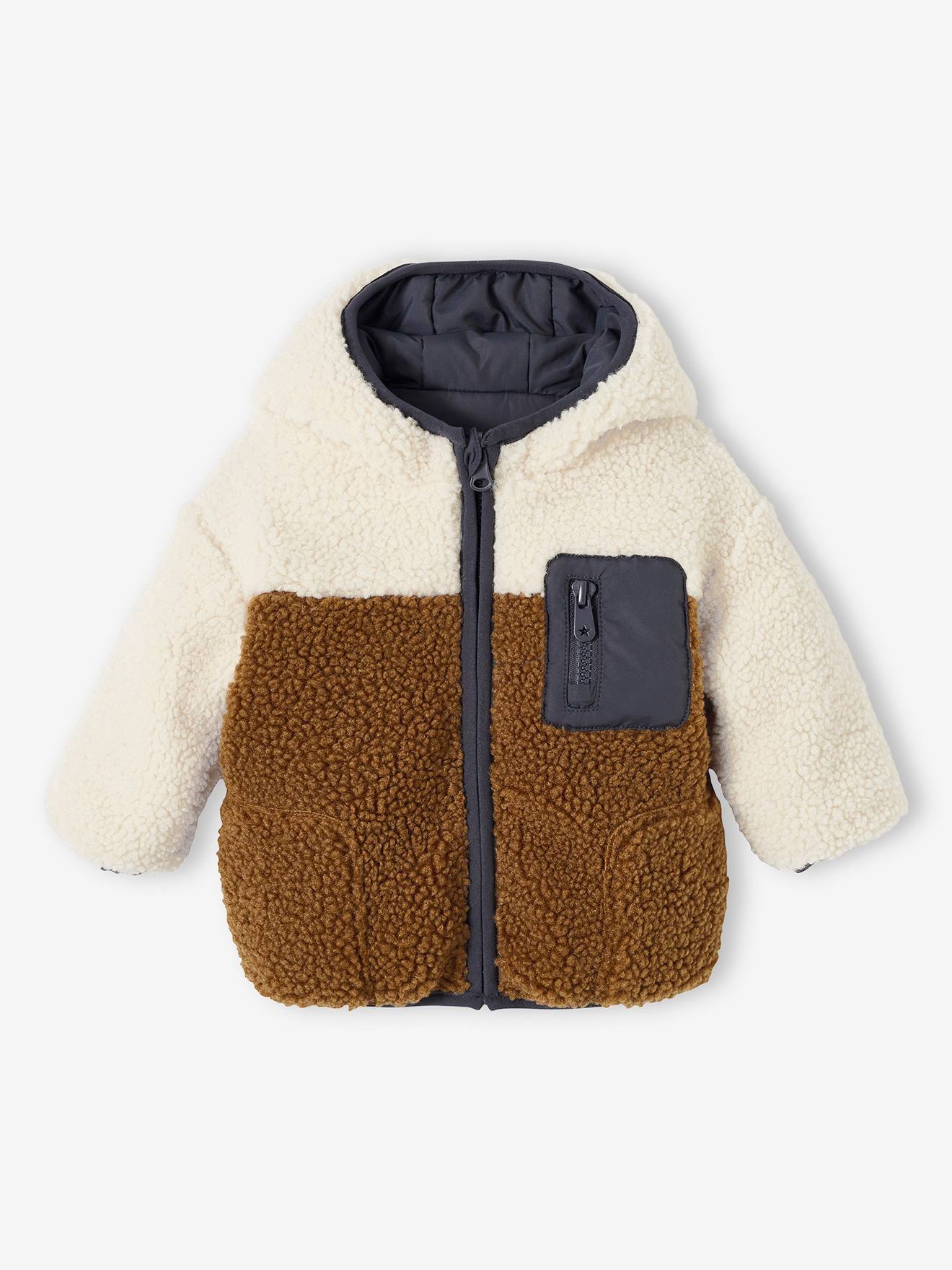 Vertbaudet Warme Baby Wendejacke mit Recycling-Polyester - wollweiß