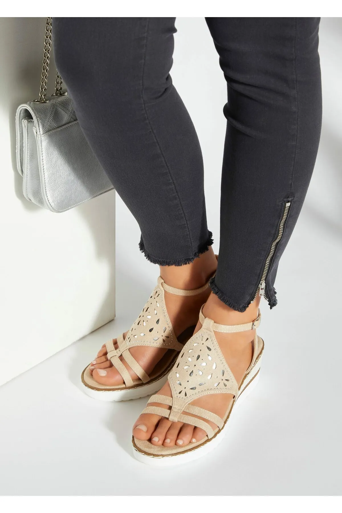 LASCANA  Sandalette - Beige - Keilabsatz