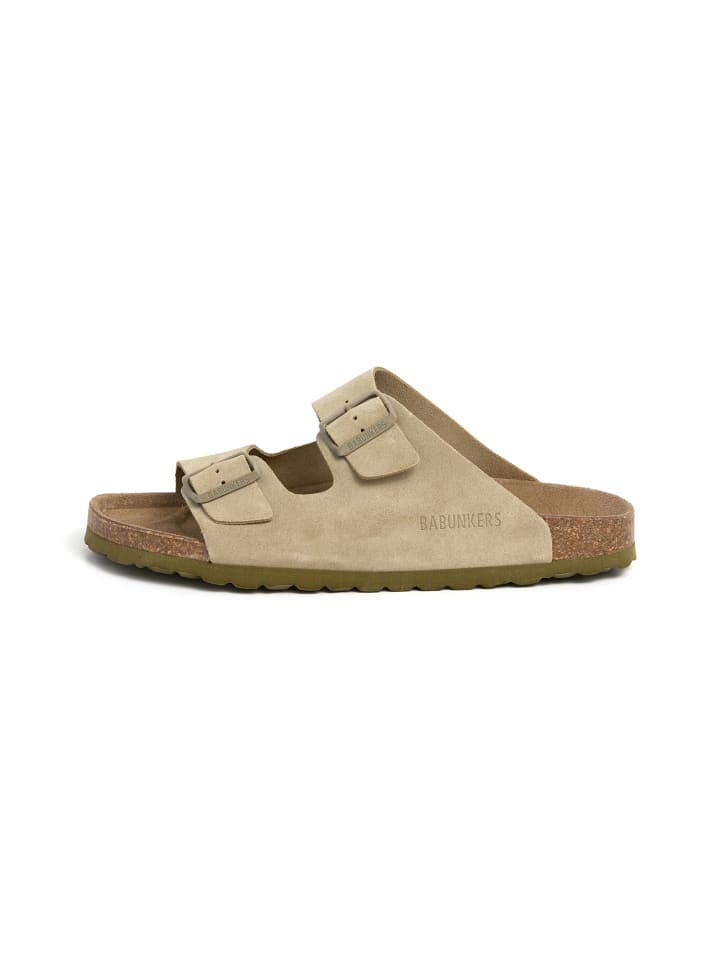 babunkers Pantoletten  in khaki günstig kaufen