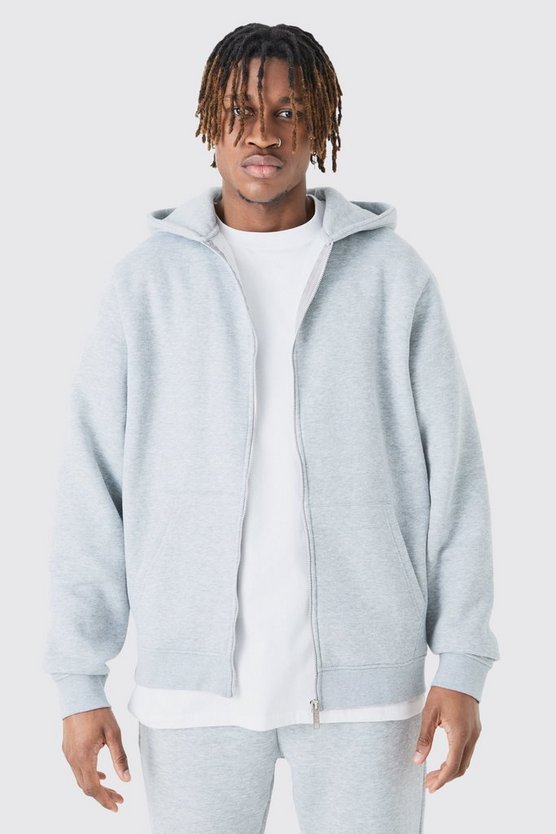 Tall Basic Hoodie mit Reißverschluss in Grau