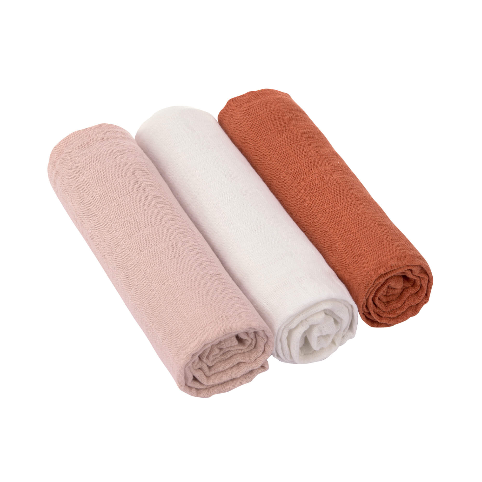 Mulltücher (3 Stk) - Swaddle & Burp Blanket L, Powder Pink Milky Rust