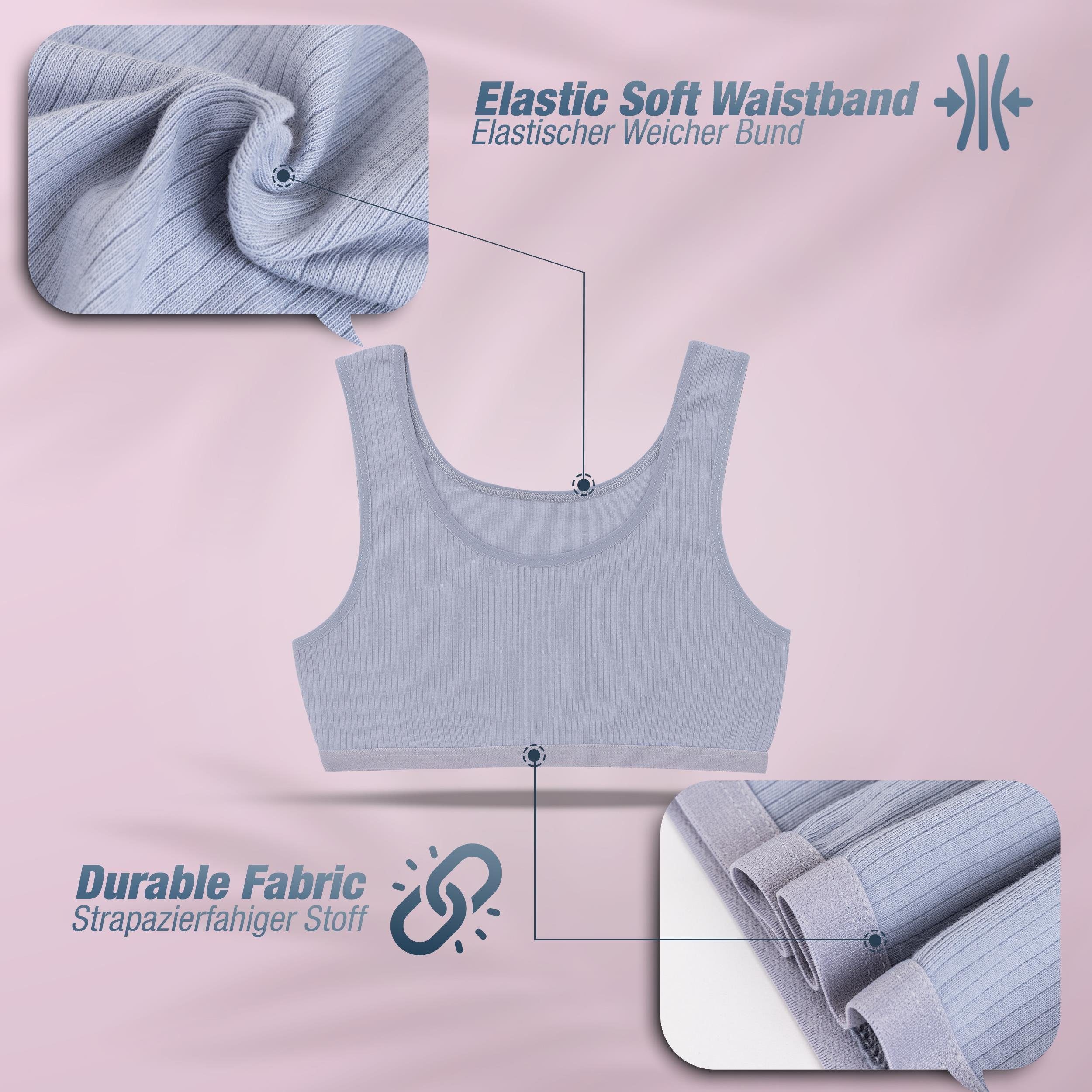 LOREZA Bustier 5 Mädchen Bustier Baumwolle Unterwäsche Sport BH 128-170 (Set, 5-tlg)
