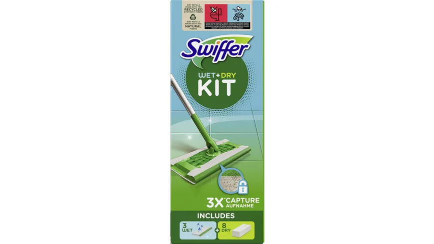 Swiffer Bodenstab Starterset + 8 Trockentücher + 3 Wet Wischtücher