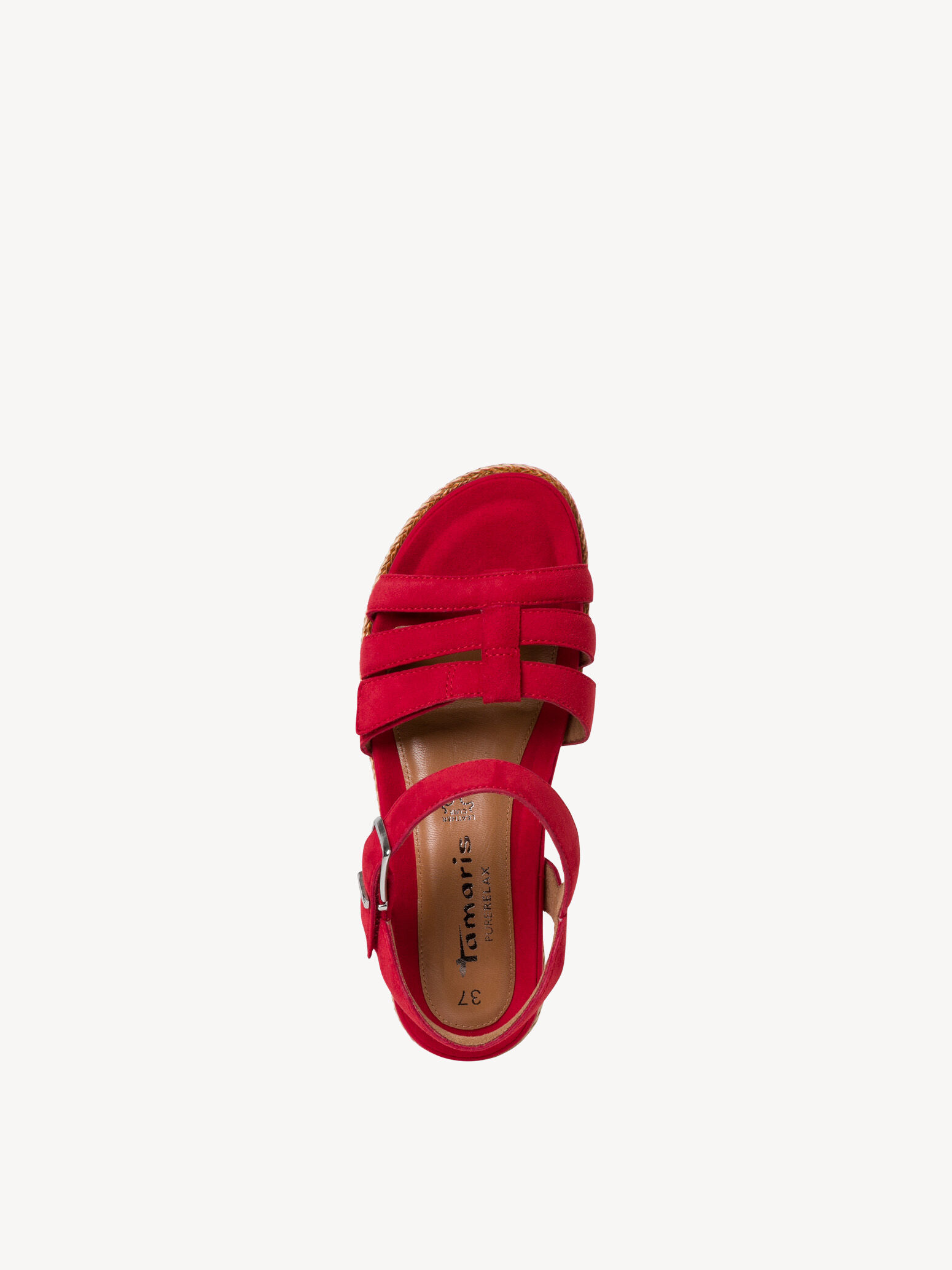 Sandale à talon en cuir - rouge