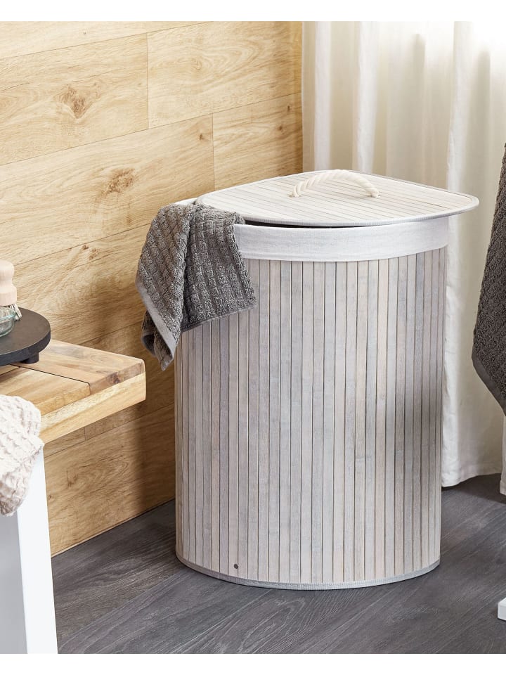 Beliani Wäschekörbe MATARA in Grau/Weiß - (W) 60 x (H) 60 x (L) 35 cm günstig kaufen onesize