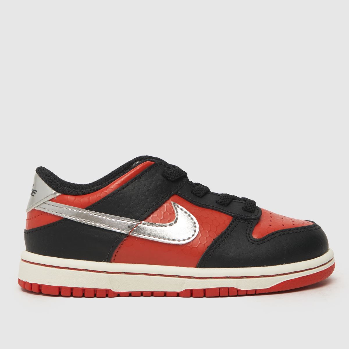 Nike svarta & röda Dunk Low pojkar småbarnsskor