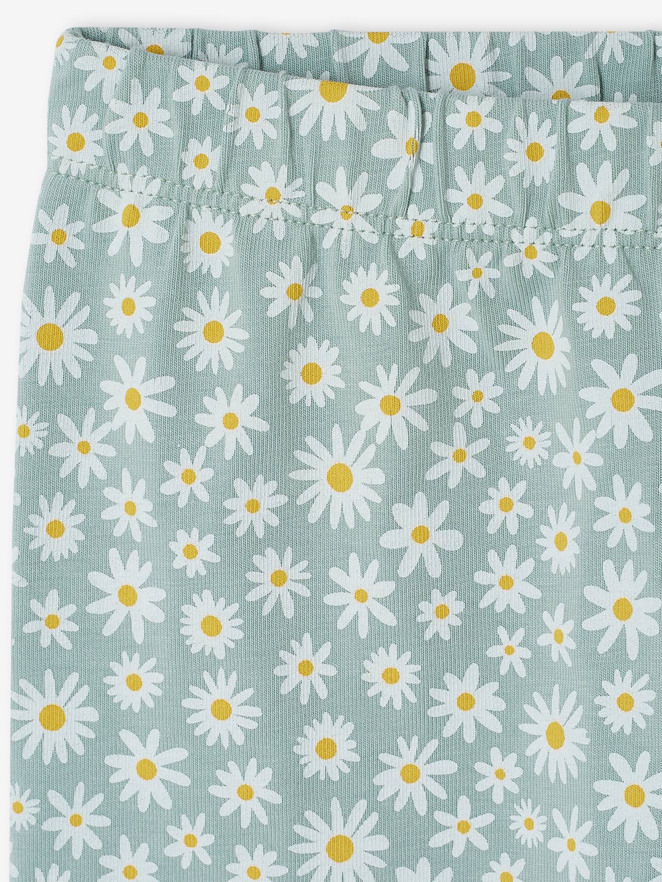 Lot de 2 legging corsaires fille rayé + imprimé bleu grisé