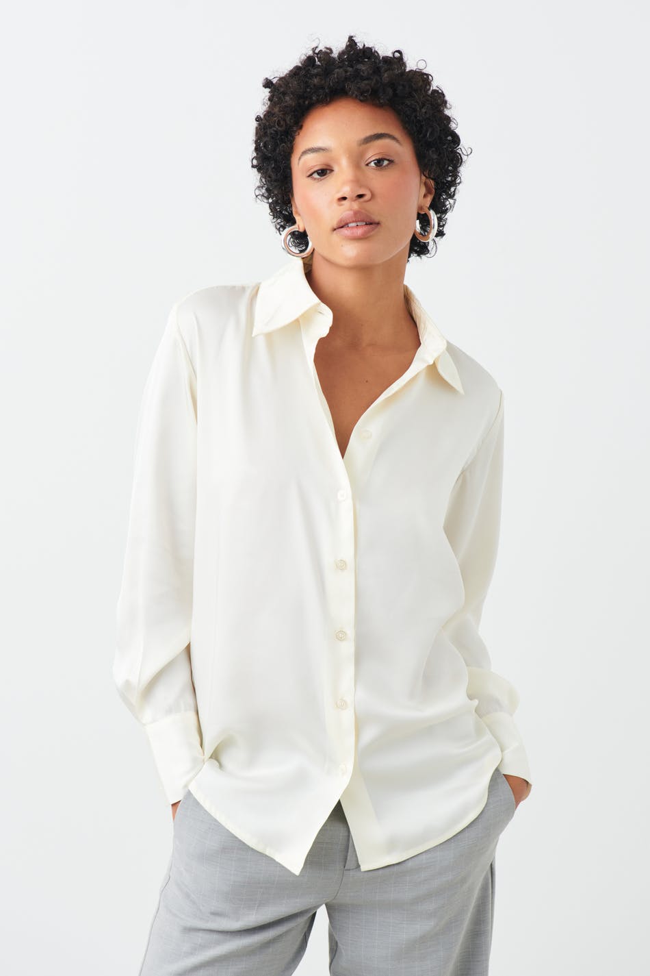 Oversized satin shirt