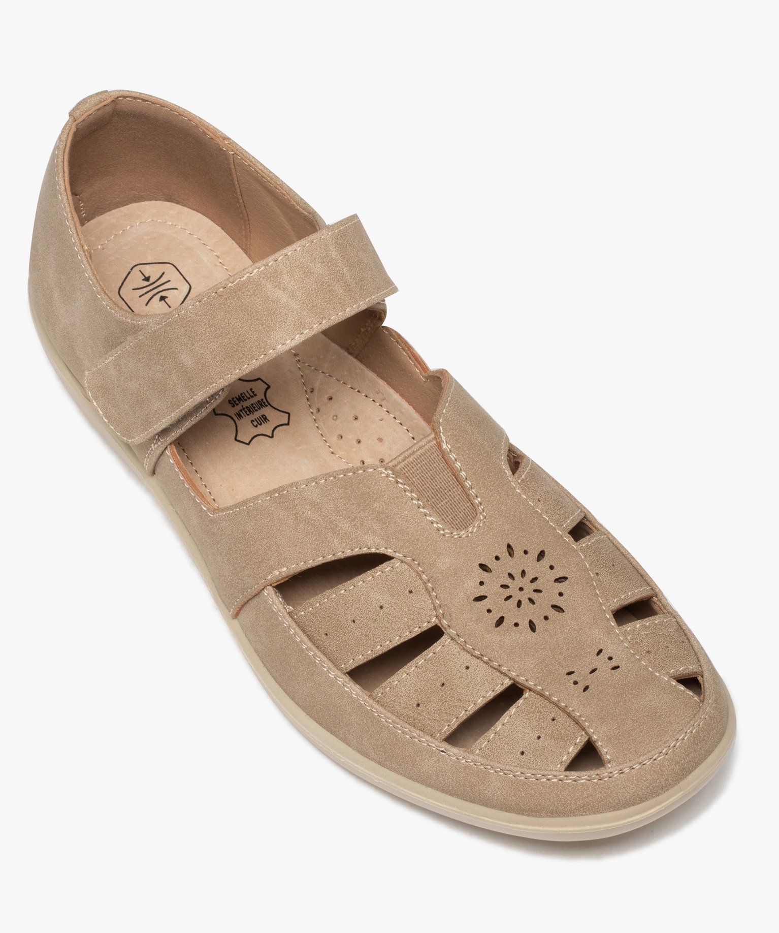 Ballerines femme confort à brides ouvertes beige | GEMO